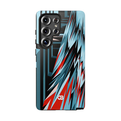 Blue Tough Phone Case for Samsung - Glitch Peak Cyan