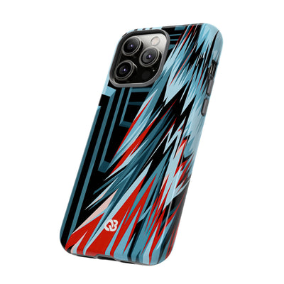 Blue Tough Phone Case for iPhone - Glitch Peak Cyan
