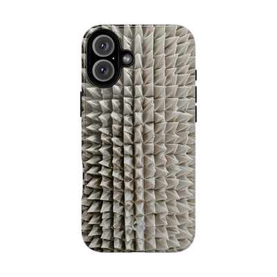 Beige Tough Phone Case for iPhone - Bone Spiked Grid