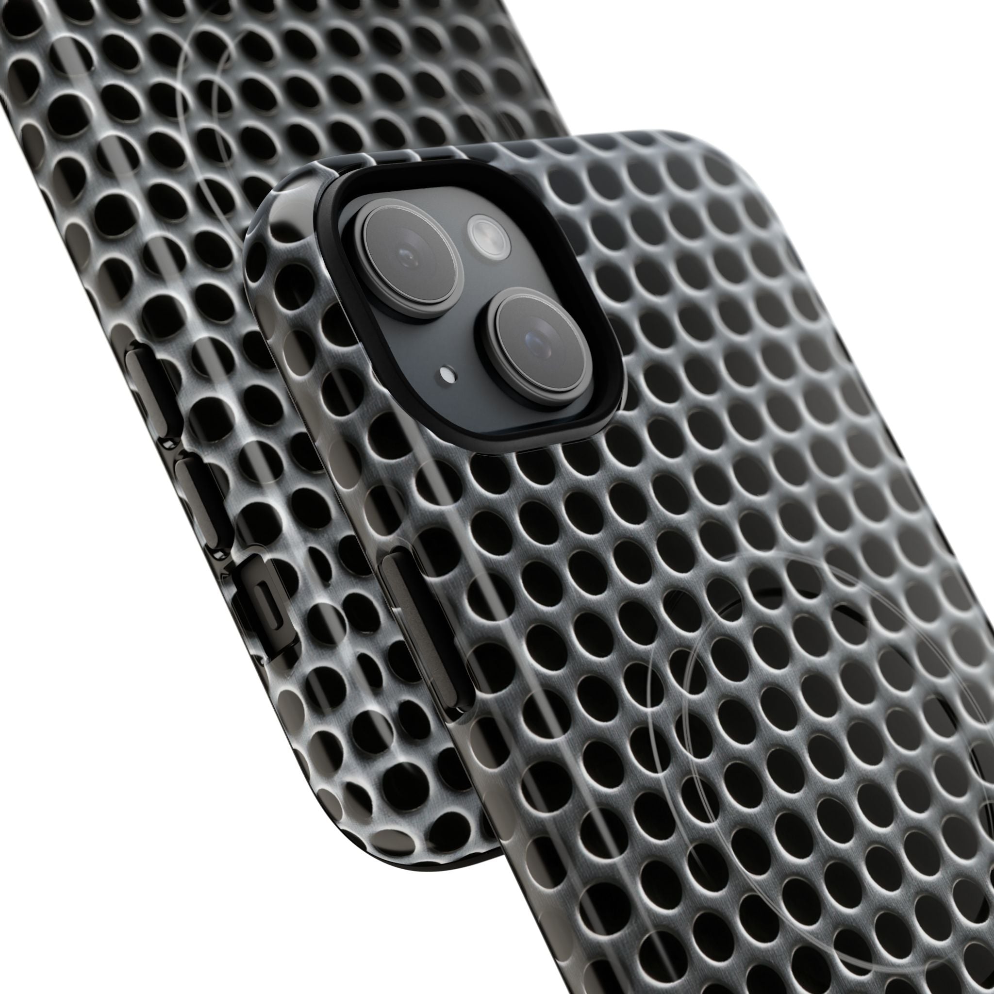 Silver Tough 2.0 Magsafe Phone Case for iPhone - Brutalist Steel Mesh