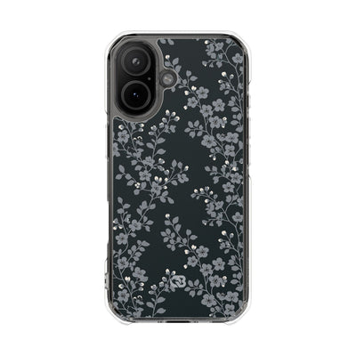 Black Impact MagSafe Phone Case for iPhone - Midnight Slate Blossom