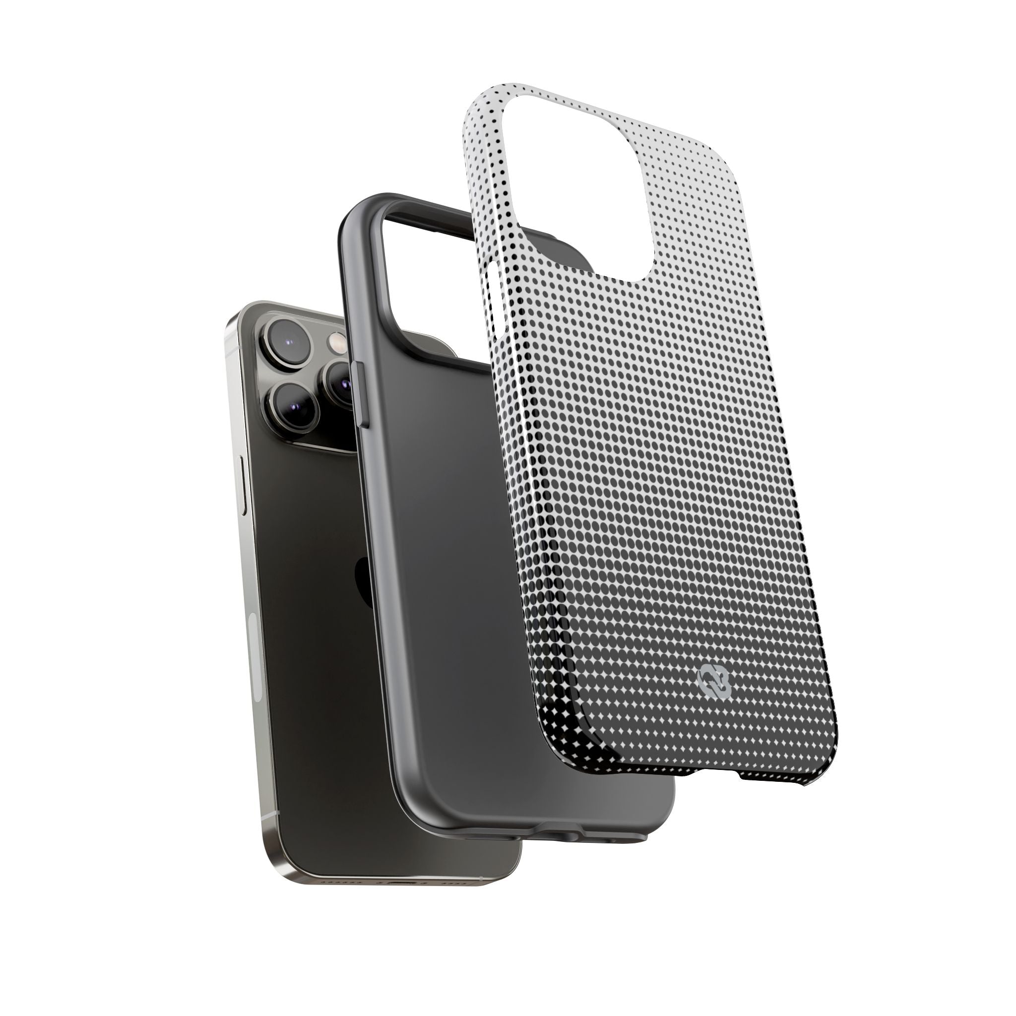 Black Tough Phone Case for iPhone - Obsidian Halftone Flux