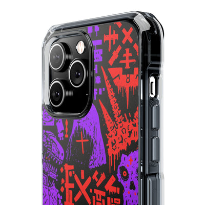 Underground Cyber Glyphs · Clear Impact Magnetic Phone Case for iPhone · Black
