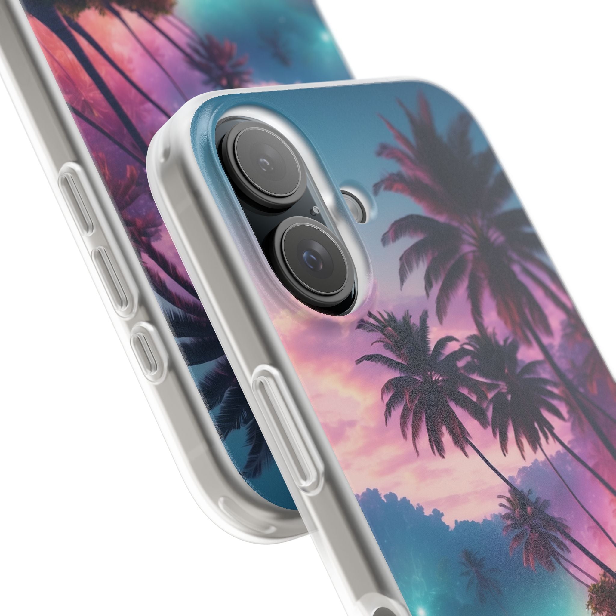 Neon Shore Palms · Soft Phone Case for iPhone