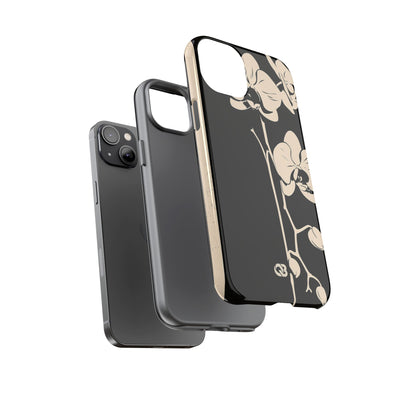 Black Tough Phone Case for iPhone - Obsidian Bone Orchid