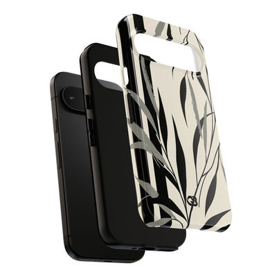 Beige Tough Phone Case for Google Pixel - Soot Leaf Sketch