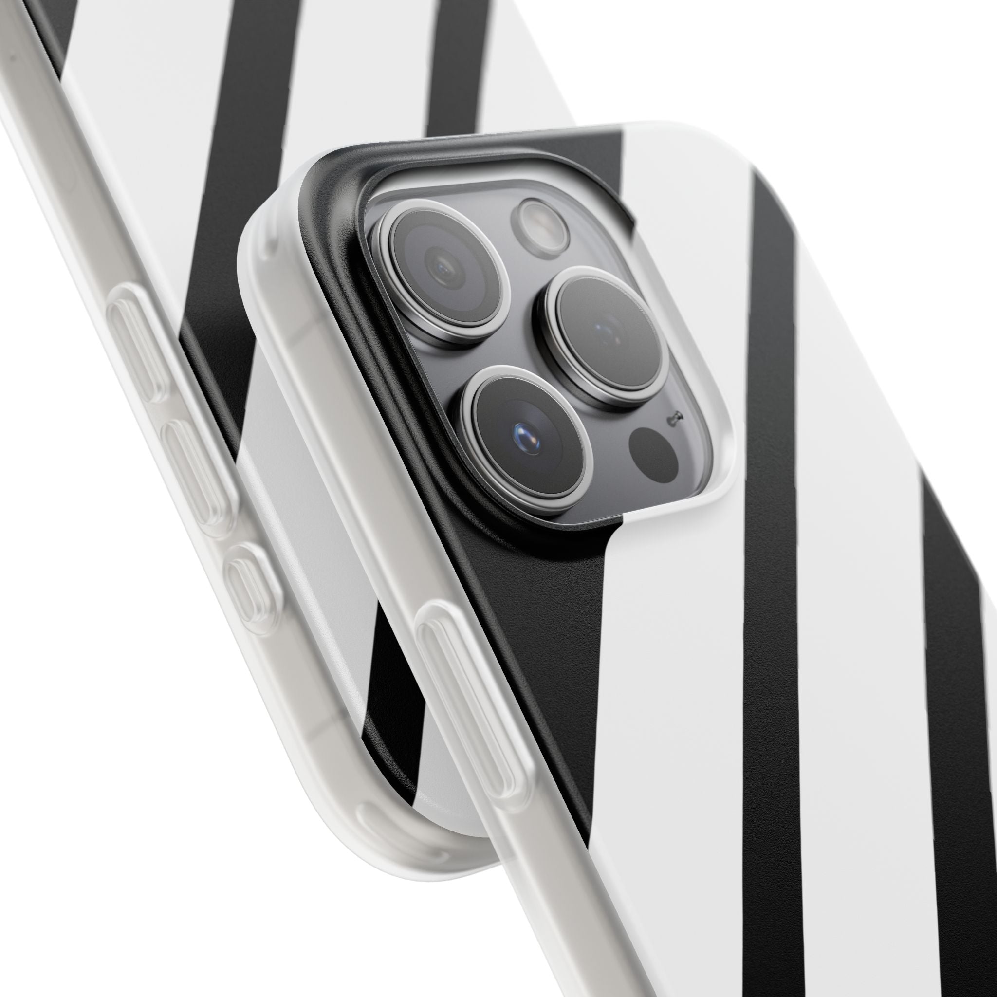 Diagonal Bands Noir iPhone 15 Pro Case - Soft