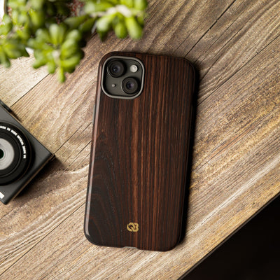 Brown Tough Phone Case for iPhone - Burnished Mahogany Grain