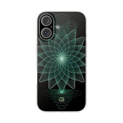 Green Lite Phone Case for iPhone - Cyan Signal Bloom