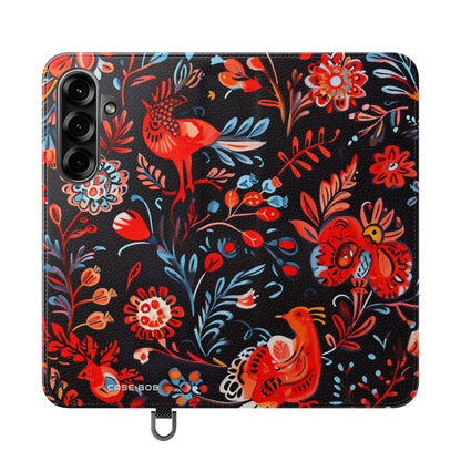 Folk Bird Flame - Samsung S25+ Case - Wallet
