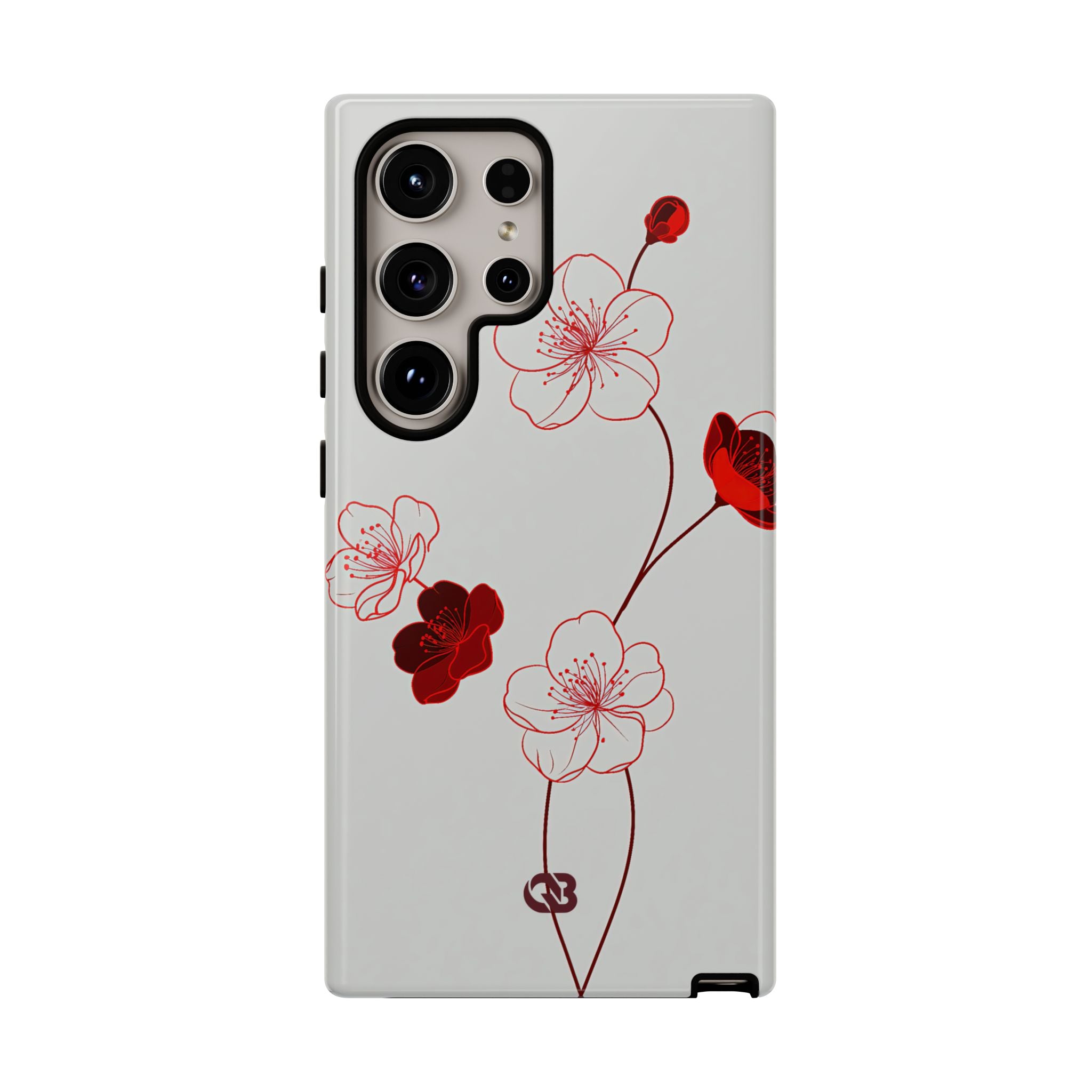 Red Tough Phone Case for Samsung - Kyoto Ember Bloom