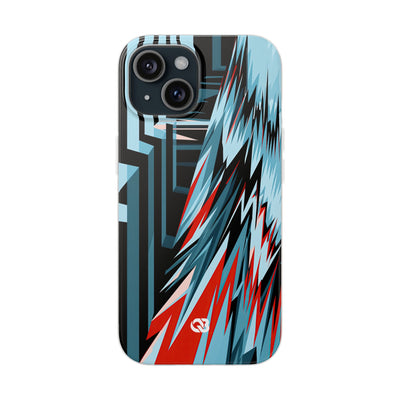 Blue Lite Phone Case for iPhone - Glitch Peak Cyan