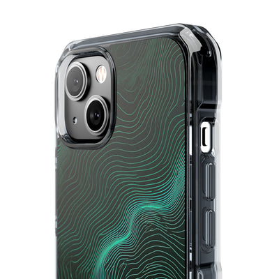 Teal Impact MagSafe Phone Case for iPhone - Neon Jade Contour