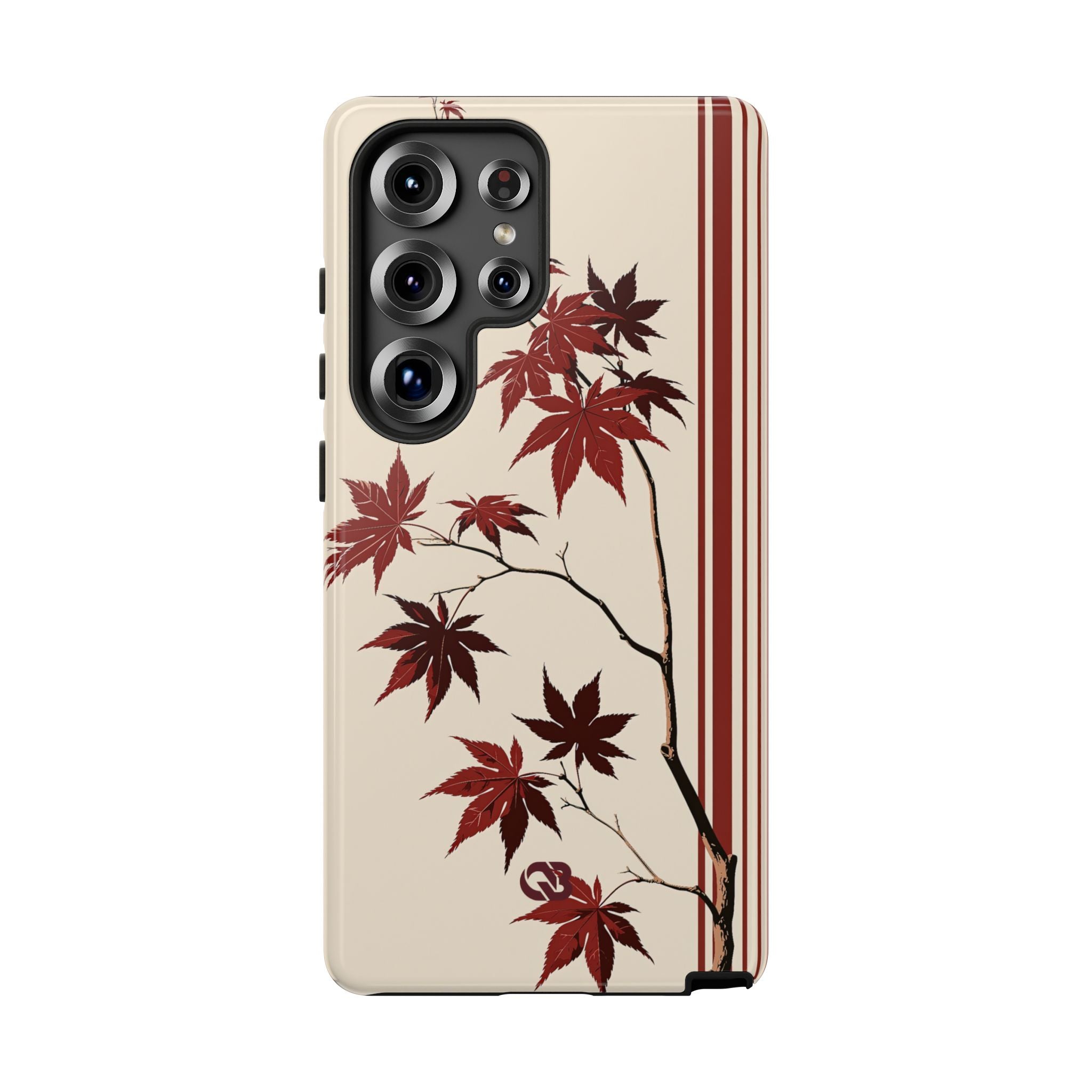 Red Tough Phone Case for Samsung - Crimson Momiji Stripe