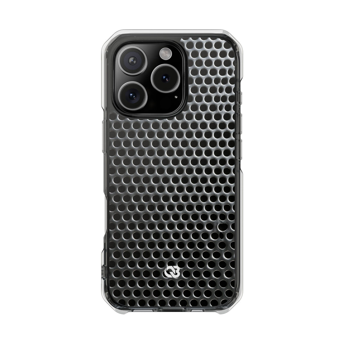 Brushed Perforated Steel · Clear Impact Magnetic Phone Case for iPhone ·  Silver