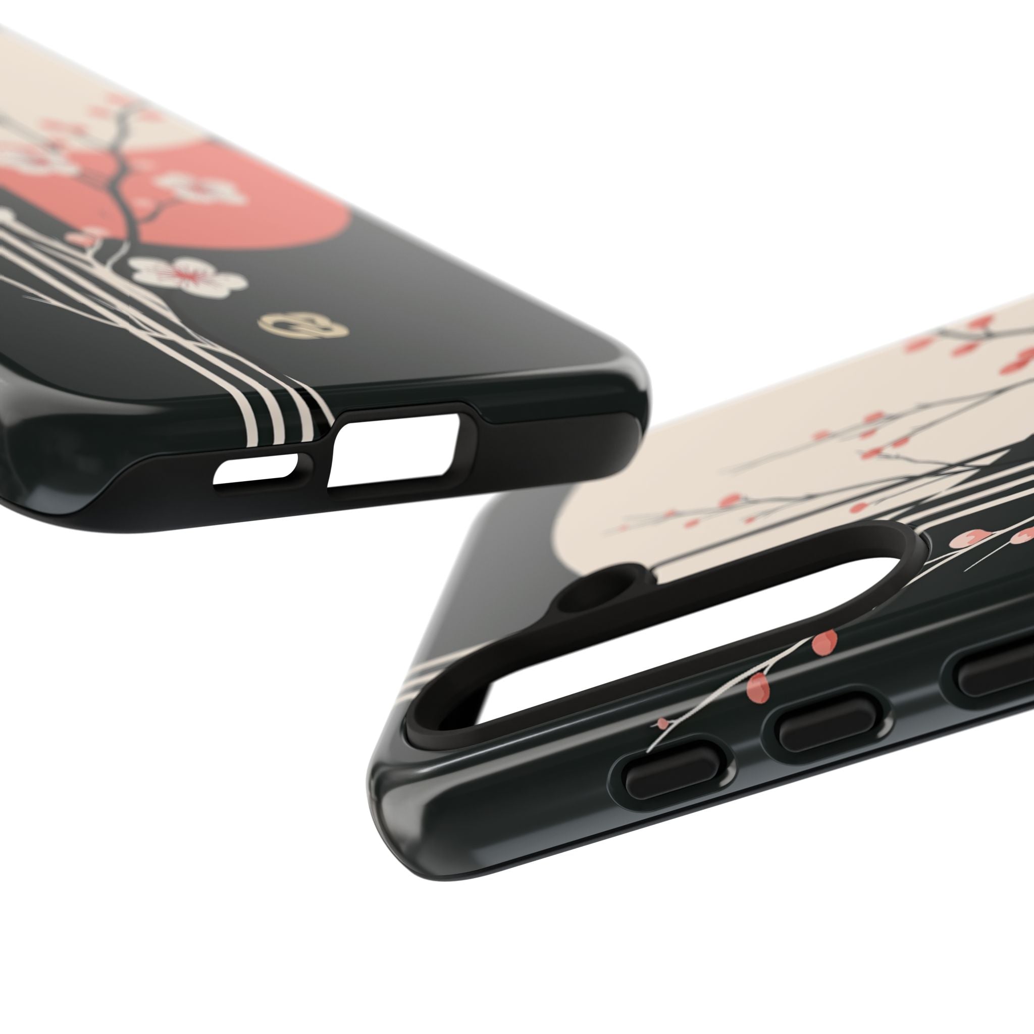 Black Tough Phone Case for Samsung - Kyoto Midnight Blossom