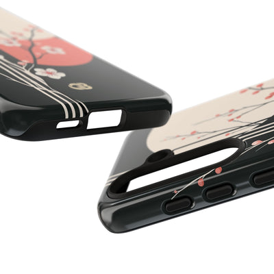 Black Tough Phone Case for Samsung - Kyoto Midnight Blossom