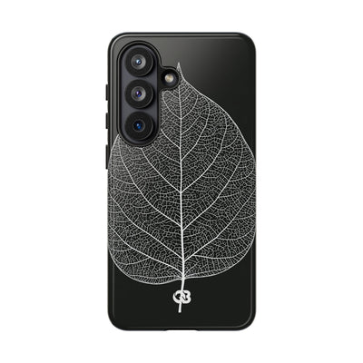Black Tough Phone Case for Samsung - Bleached Leaf Lattice