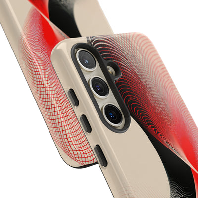 Red Tough Phone Case for Samsung - Crimson Grid Vortex