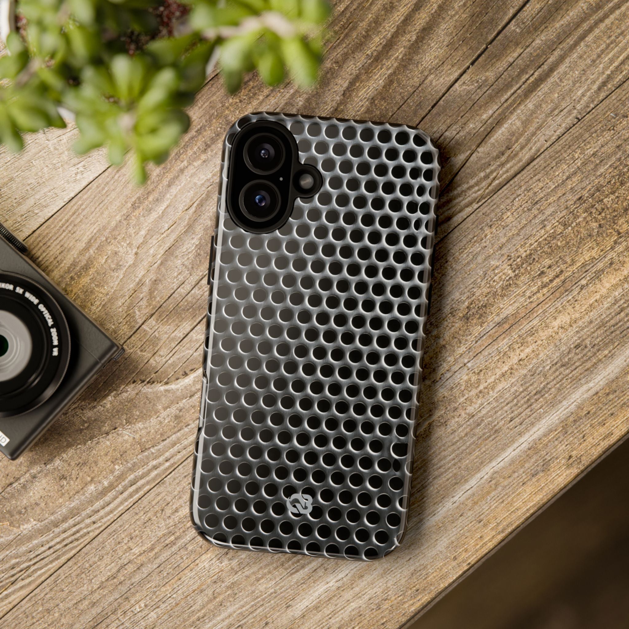 Silver Tough Phone Case for iPhone - Brutalist Steel Mesh