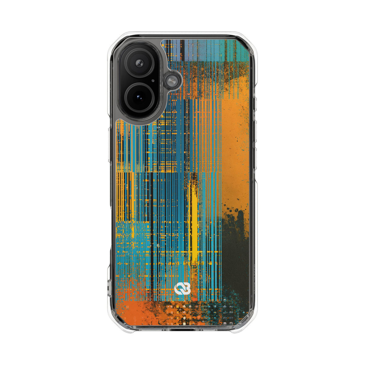 Cyber Glitch Stream · Clear Impact Magnetic Phone Case for iPhone · Teal