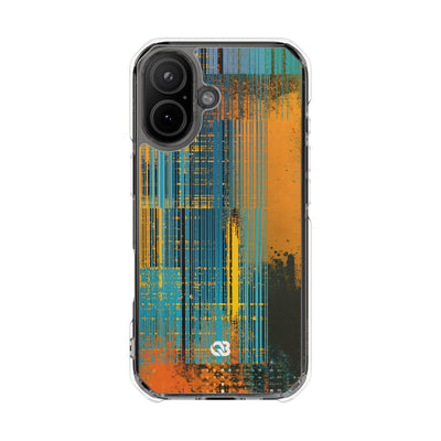 Cyber Glitch Stream · Clear Impact Magnetic Phone Case for iPhone · Teal