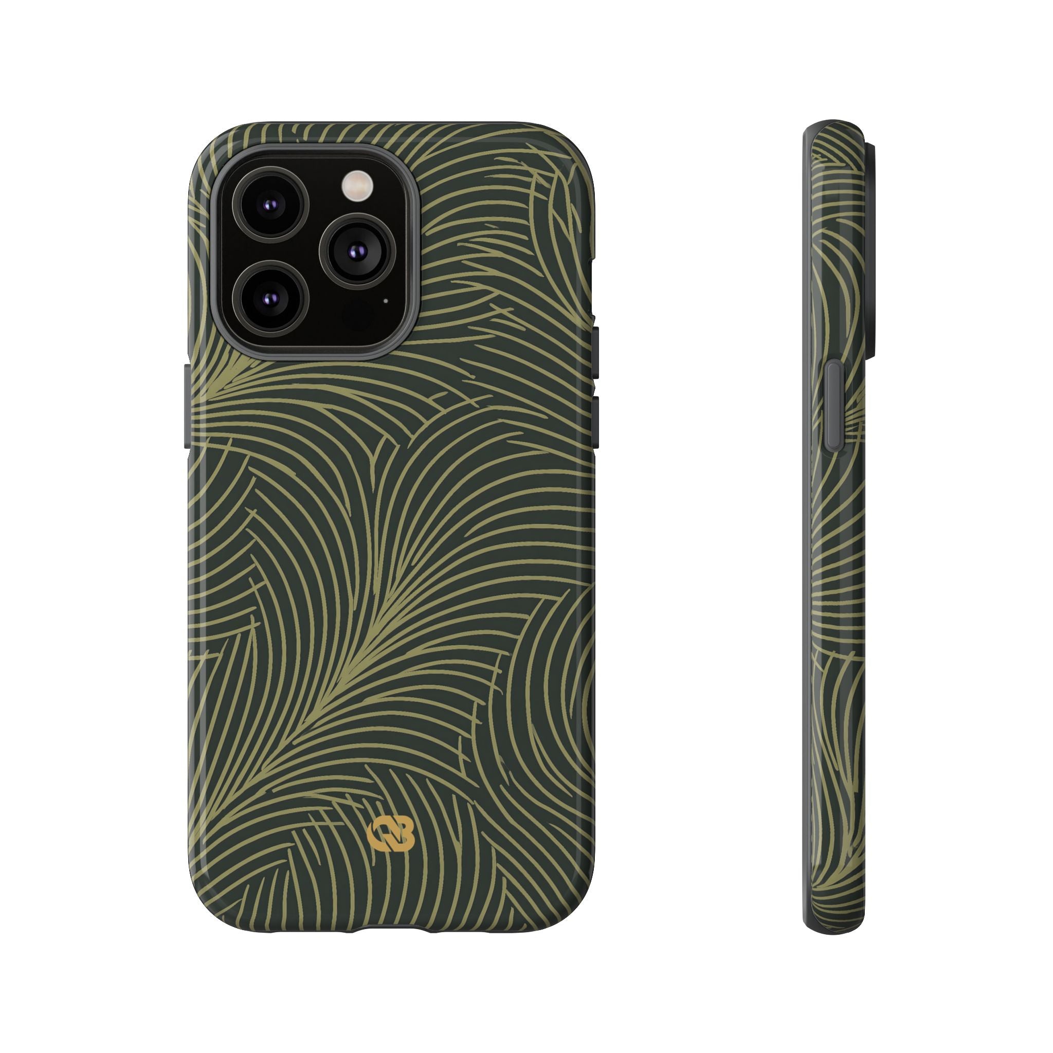 Green Tough Phone Case for iPhone - Dark Olive Plume