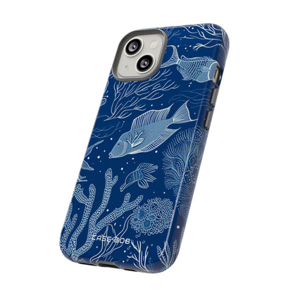 Navy Scale Reef iPhone 14 Case - Tough