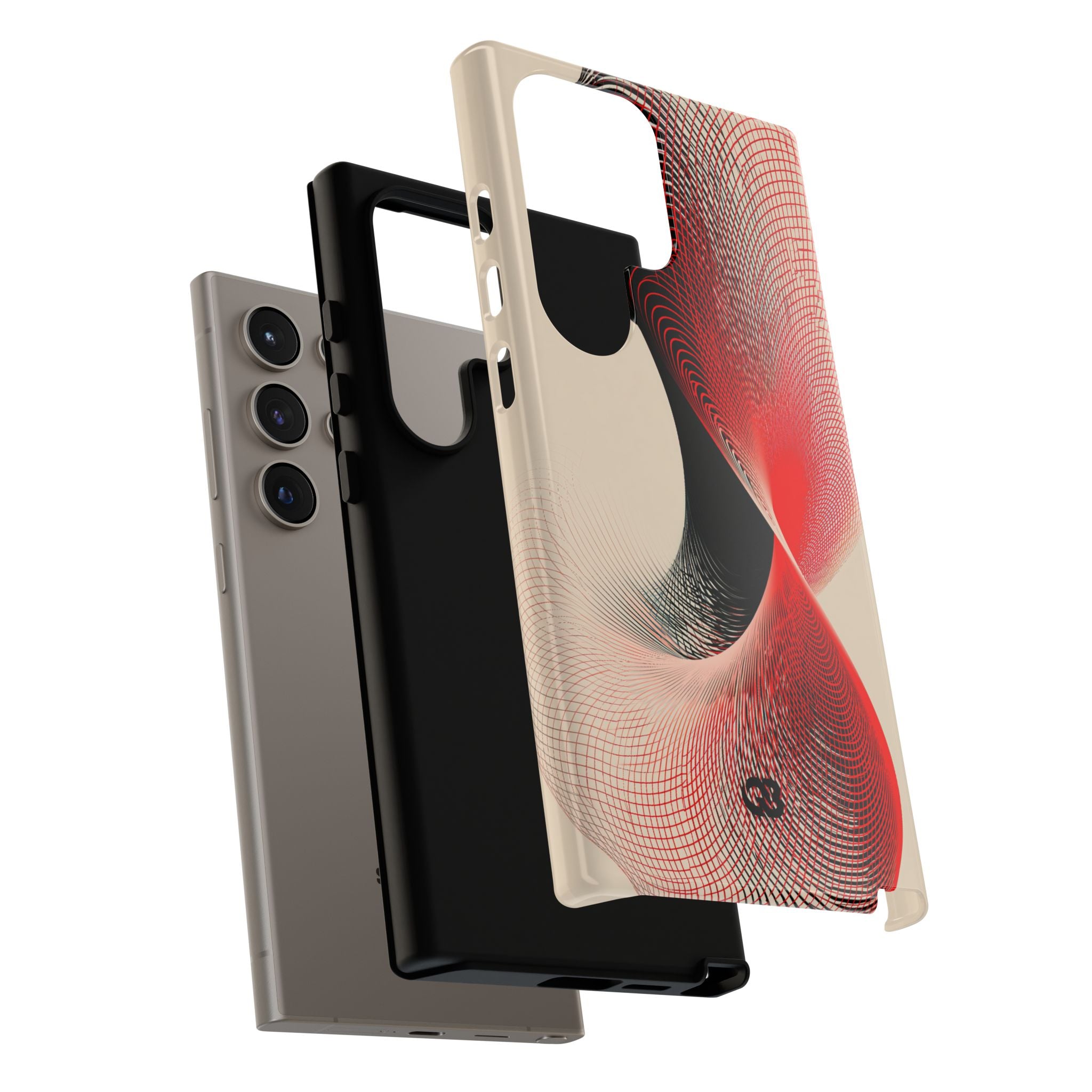 Red Tough Phone Case for Samsung - Crimson Grid Vortex