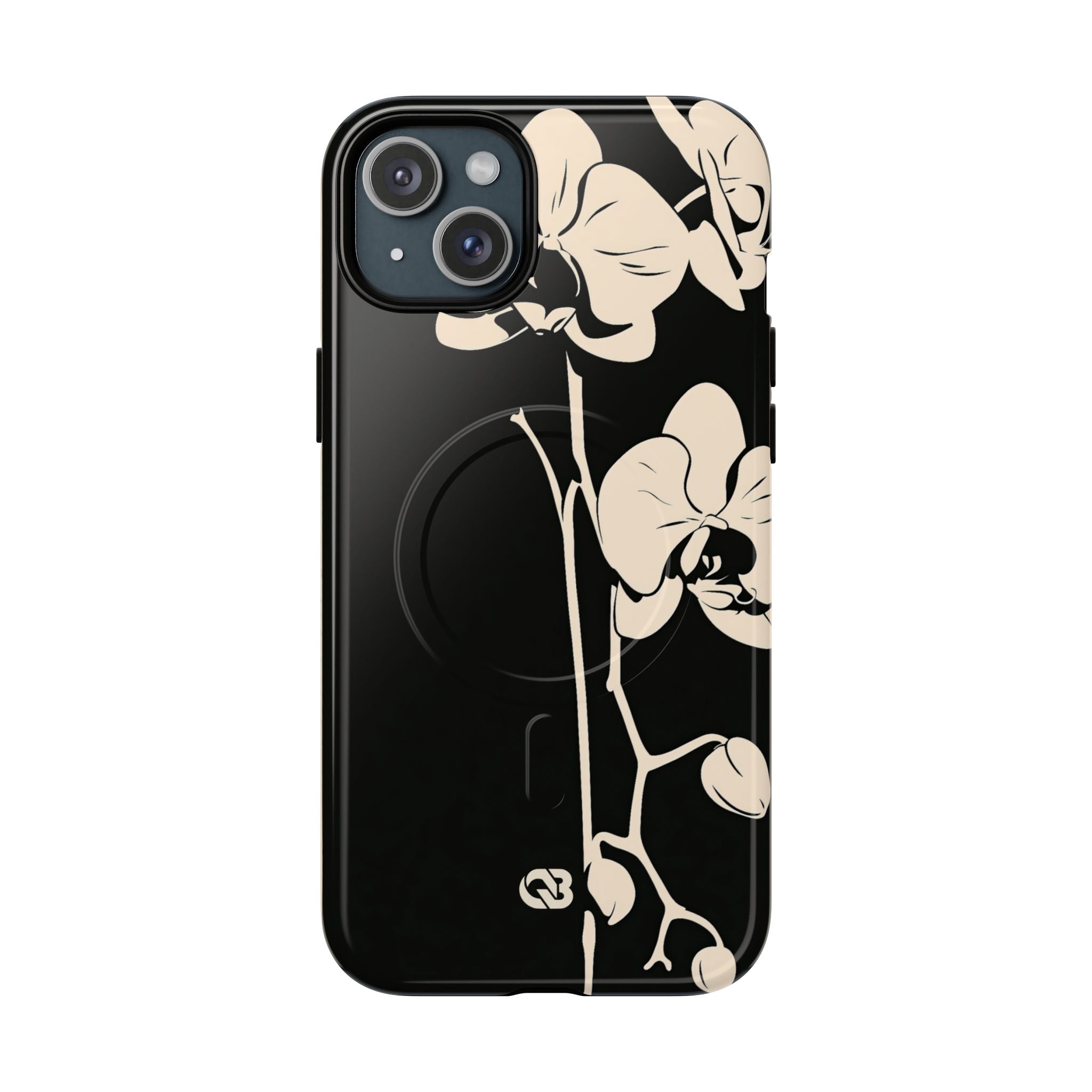 Black Tough 2.0 Magsafe Phone Case for iPhone - Obsidian Bone Orchid