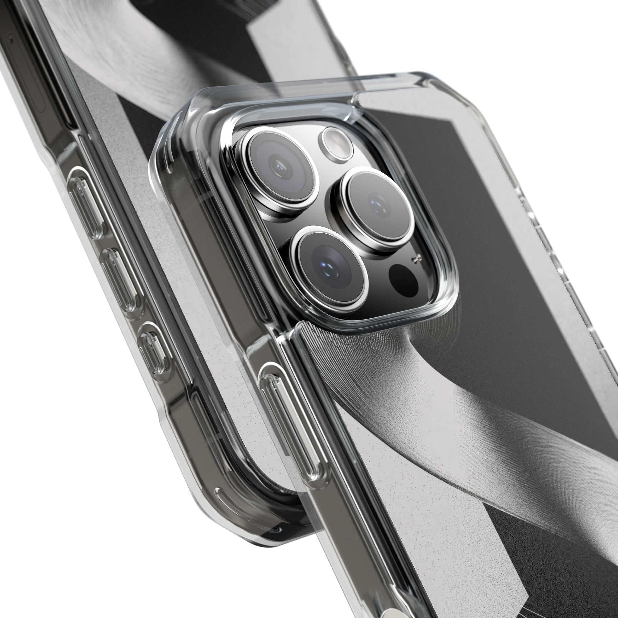 Grey Impact MagSafe Phone Case for iPhone - Obsidian Moiré Wave