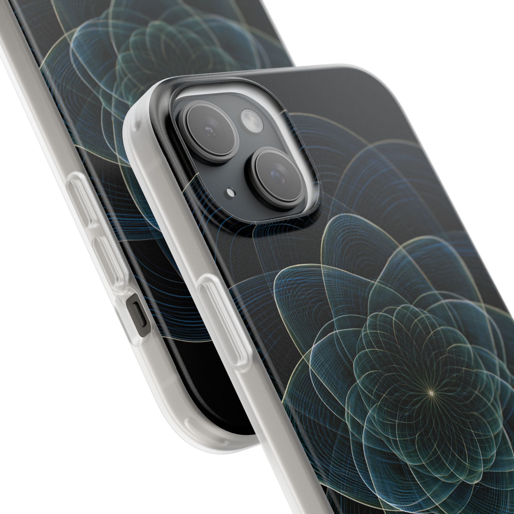 Blue Lite Phone Case for iPhone - Celestial Wireframe Bloom