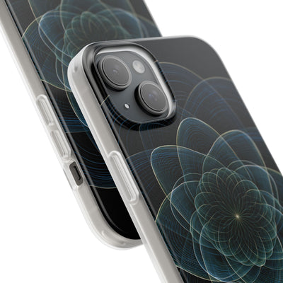 Blue Lite Phone Case for iPhone - Celestial Wireframe Bloom