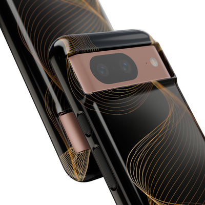 Golden Contour Flow · Tough Phone Case for Pixel ·  Black