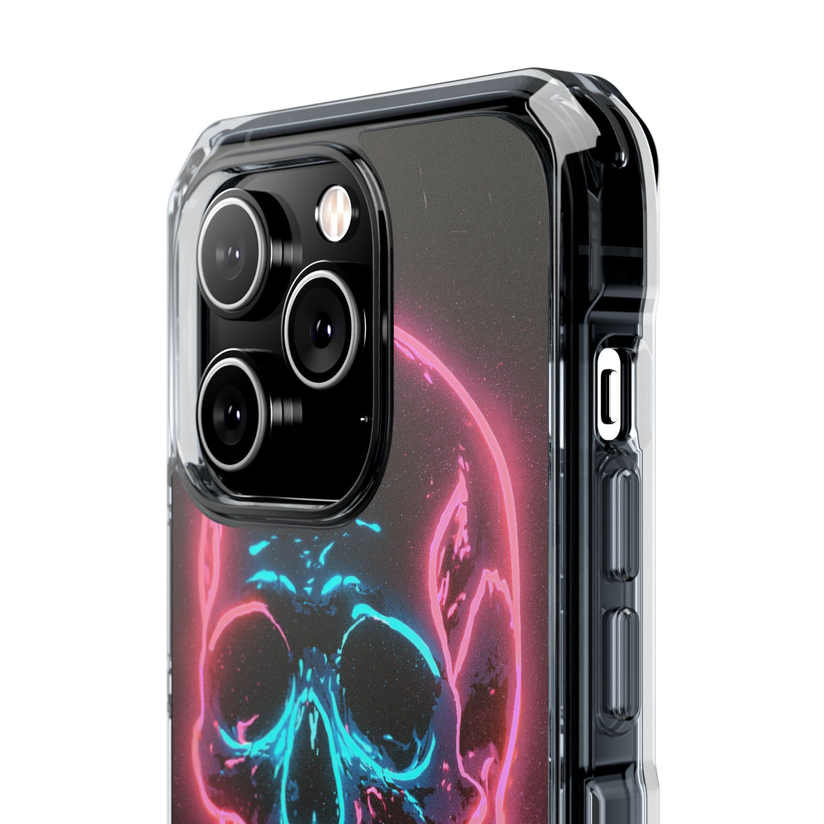 Neon Drip Skull · Clear Impact Magnetic Phone Case for iPhone · Black