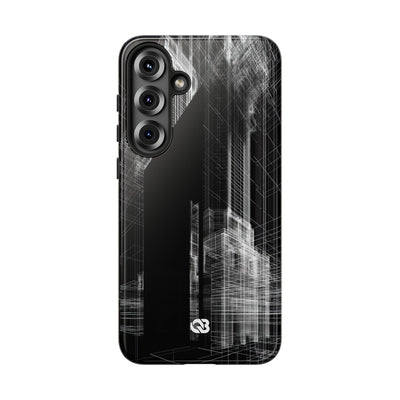 Black Tough Phone Case for Samsung - Ghost Urban Wireframe