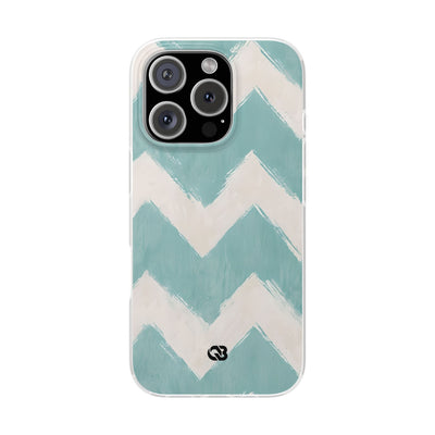 Teal Painted Chevron · Soft Phone Case for iPhone
