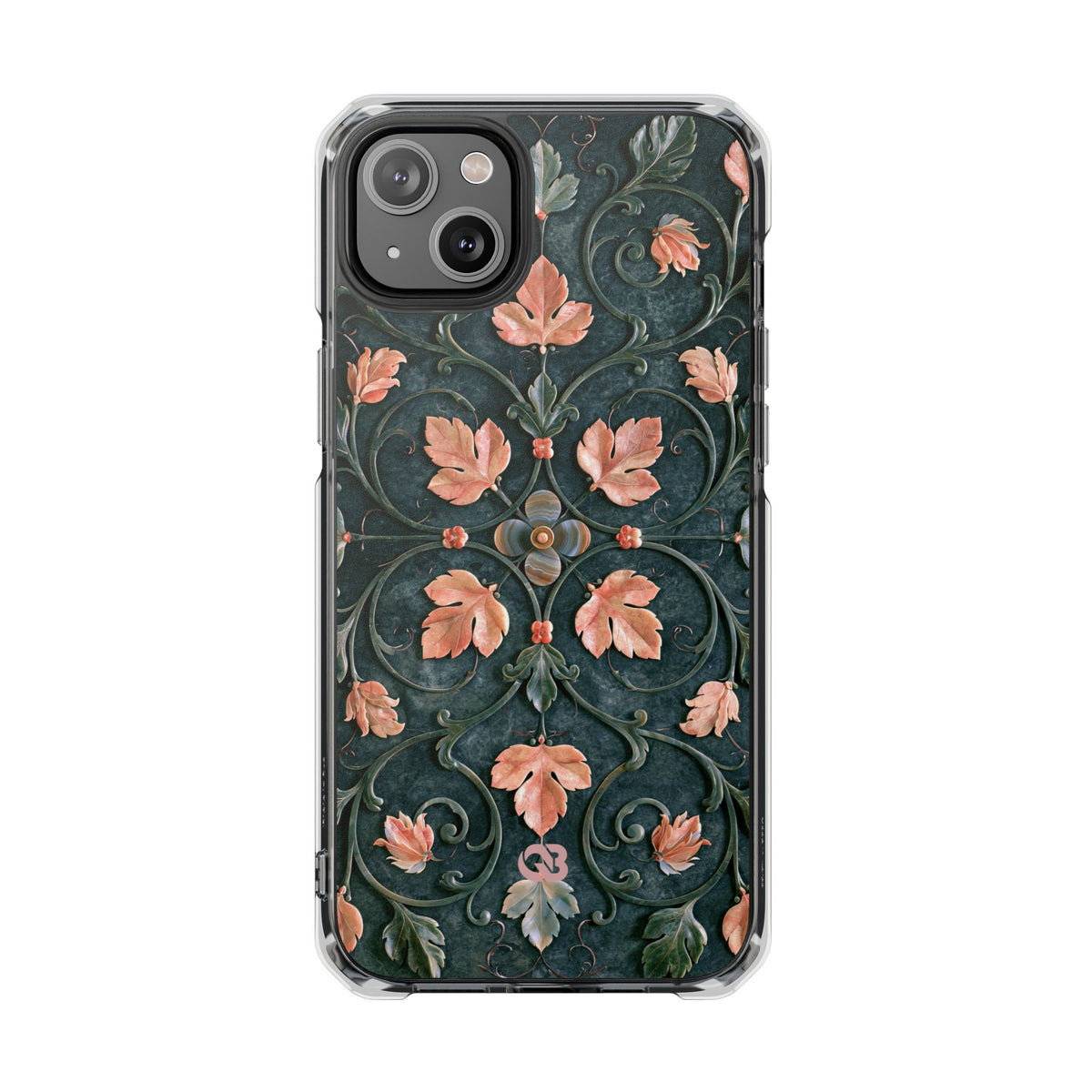Florentine Rose Arabesque · Clear Impact Magnetic Phone Case for iPhone · Green