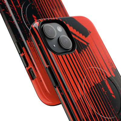 Red Tough 2.0 Magsafe Phone Case for iPhone - Crimson Brutalist Distortion