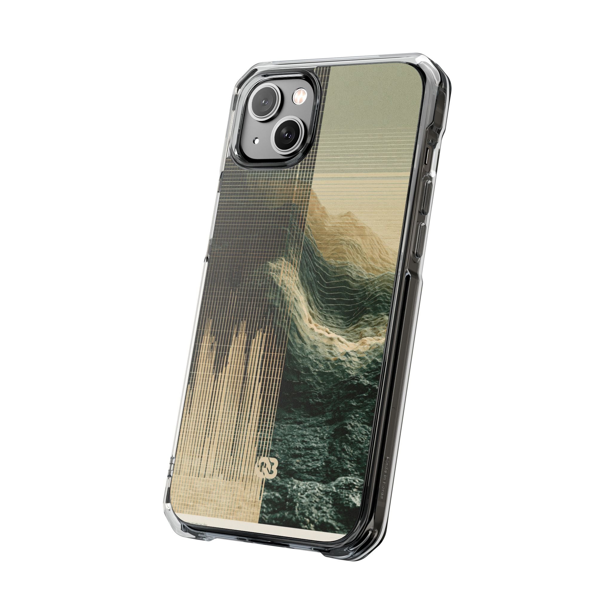 Beige Impact MagSafe Phone Case for iPhone - Veridian Data Ridge
