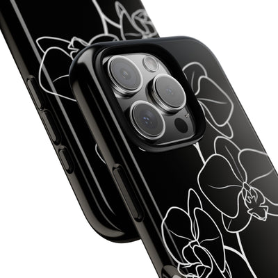 Black Tough Phone Case for iPhone - Noir Alabaster Orchid