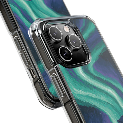 Arctic Aurora Bear · Clear Impact Magnetic Phone Case for iPhone · Teal