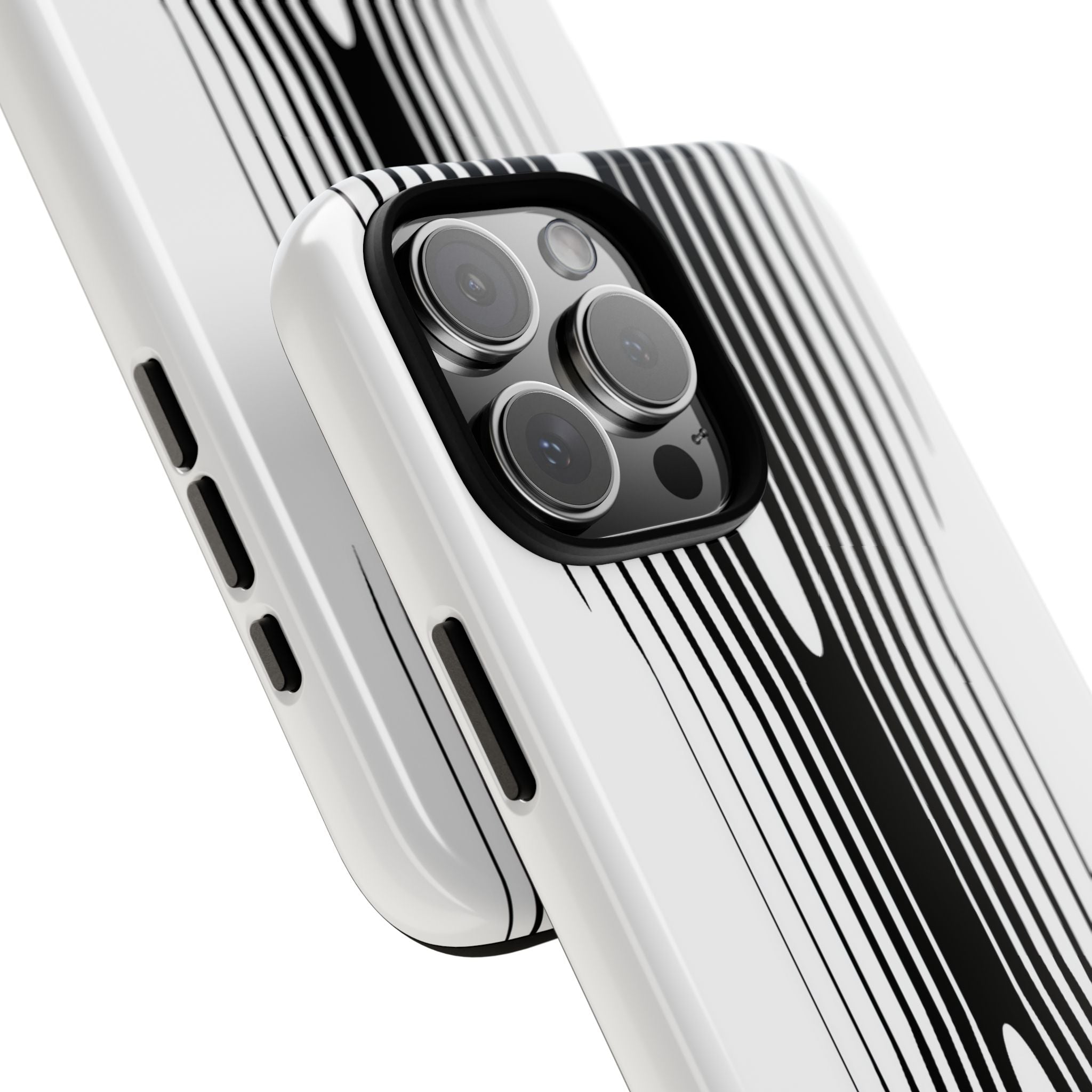White Tough Phone Case for iPhone - Kinetic Mono Distortion