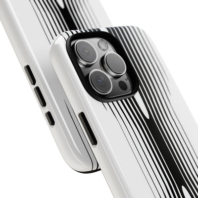 White Tough Phone Case for iPhone - Kinetic Mono Distortion