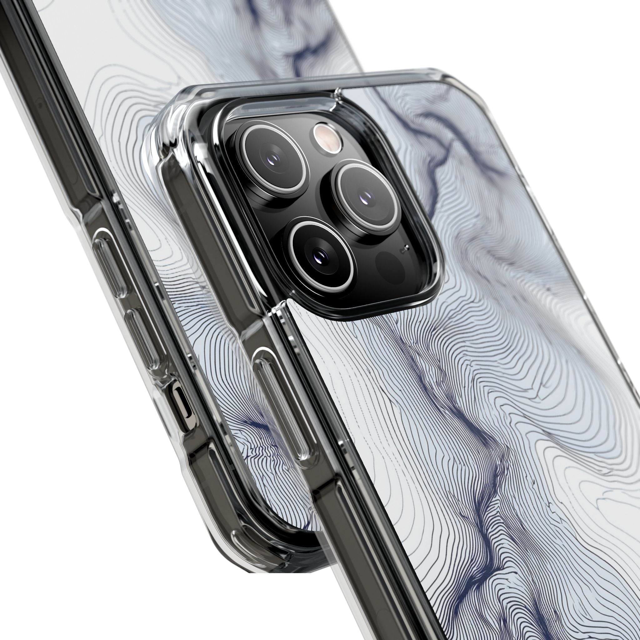 White Impact MagSafe Phone Case for iPhone - Nordic Ridge Topo