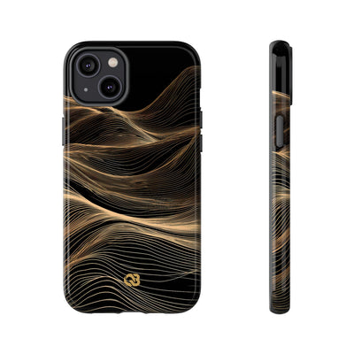 Black Tough Phone Case for iPhone - Copper Topo Ridge
