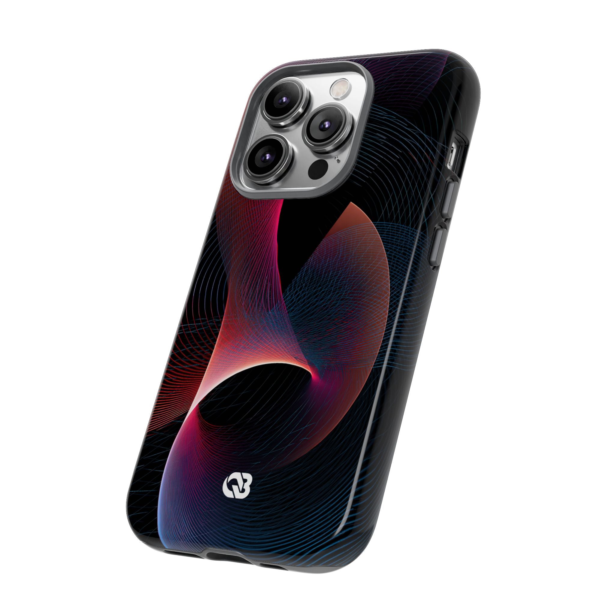 Black Tough Phone Case for iPhone - Cobalt Crimson Flux