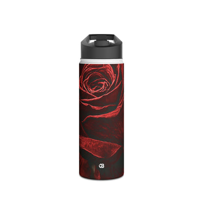 Crimson Noir Rose · Insulated Water Bottle · Black