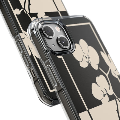 Beige Impact MagSafe Phone Case for iPhone - Nocturnal Orchid Frame