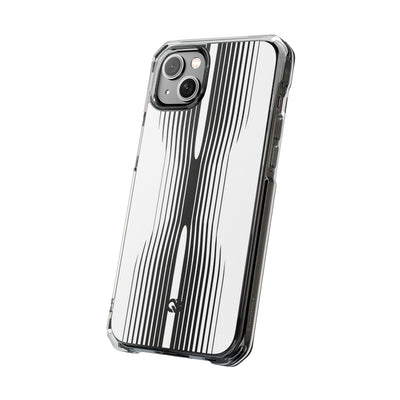 White Impact MagSafe Phone Case for iPhone - Kinetic Mono Distortion
